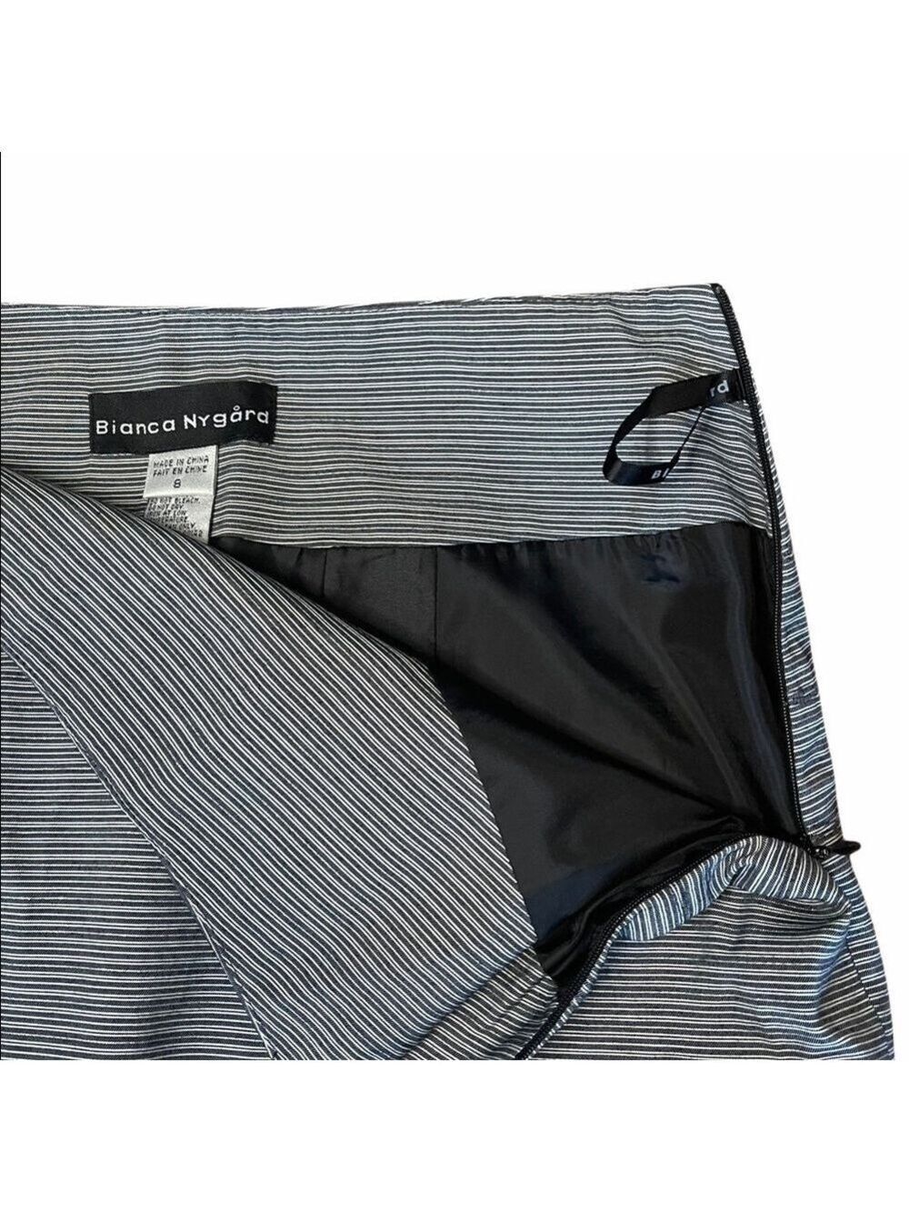 Bianca Nygard Women’s Striped Pencil Skirt with Metallic Thread Pleated … - Picture 6 of 8